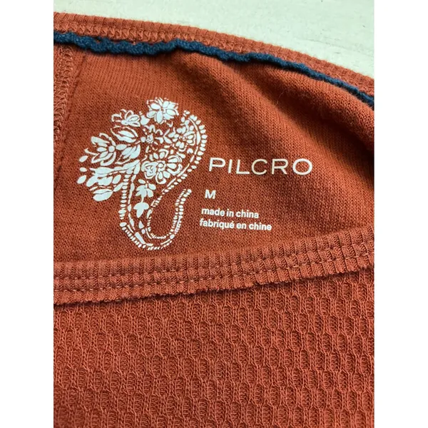 Pilcro Rust Orange Waffle Knit Crochet Bell Sleeve Top Womens Medium‎ M P-13 - Image 8