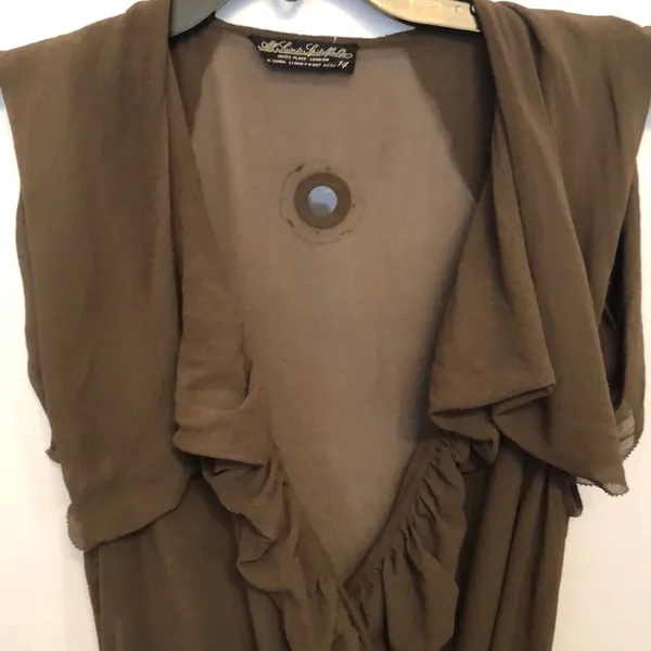 AllSaints Spitalfields olive silk crepe wrap dress - Image 4