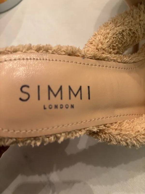 SIMMI London Tan Fuzzy Square-Toe Slide Mules - Image 2