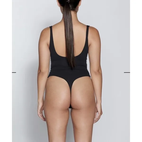 SKIMS Fits Everybody Square Neck Thong Bodysuit Onyx Black Size XS NWT $60 - Image 2