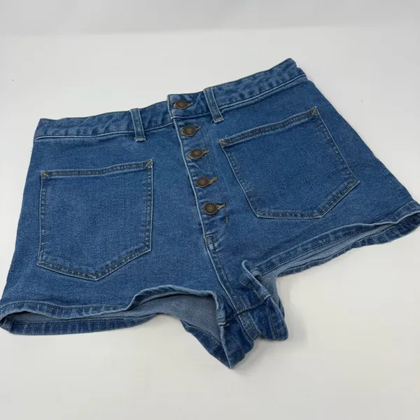 Free People Bridgette Button Front Denim Shorts 30 Long Western Festival Girly - Image 3