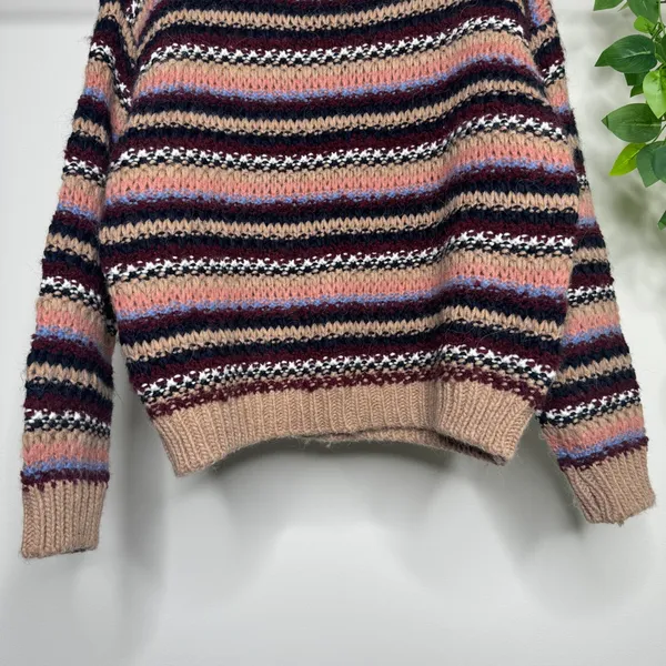 Anthropologie Elsamanda Striped Chunky Knit Alpaca Wool Blend Sweater M Medium - Image 5