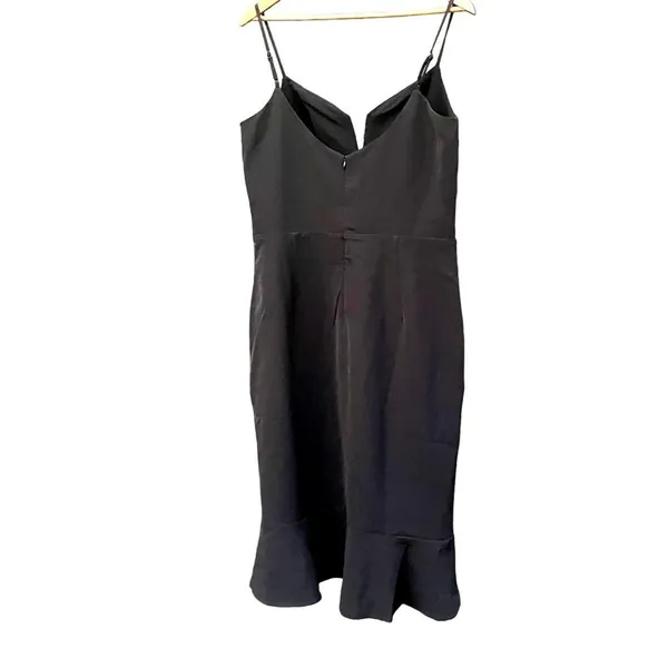 Bardot Kristen Peplum Cocktail Dress Black Spaghetti Strap Fit Flare Size 12 - Image 4