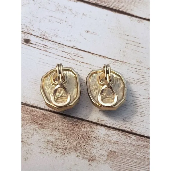 Vintage Clip On Earrings - Stunning Brown & Gold Tone Unusual Statement - Image 3