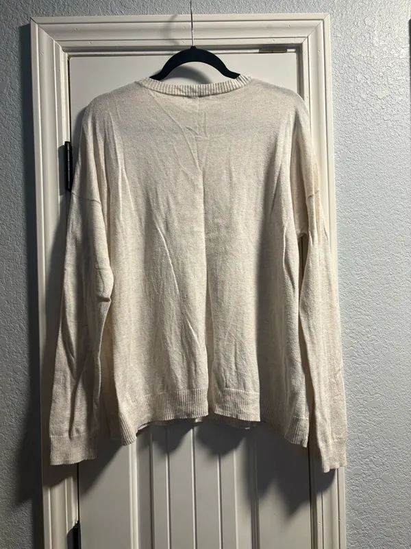 Madewell Sweater‎ Womens Large Ivory Rainbow Confetti Nep Scoop Neck 46420 - Image 7