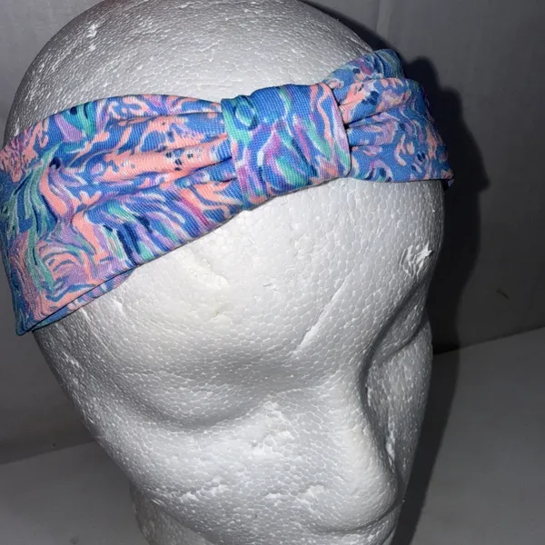 Lilly Pulitzer Twist Wrap Headband Chick Magnet Blue Floral Print Hair Accessory - Image 7