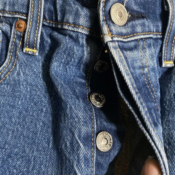 Levi's Ribcage Shorts Womens 27 Blue High Waist Button Fly Denim Spring Summer - Image 3