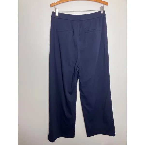 Halara Trousers Womens Medium Navy Blue Excellent Pleated High Rise Wide Leg - Image 4