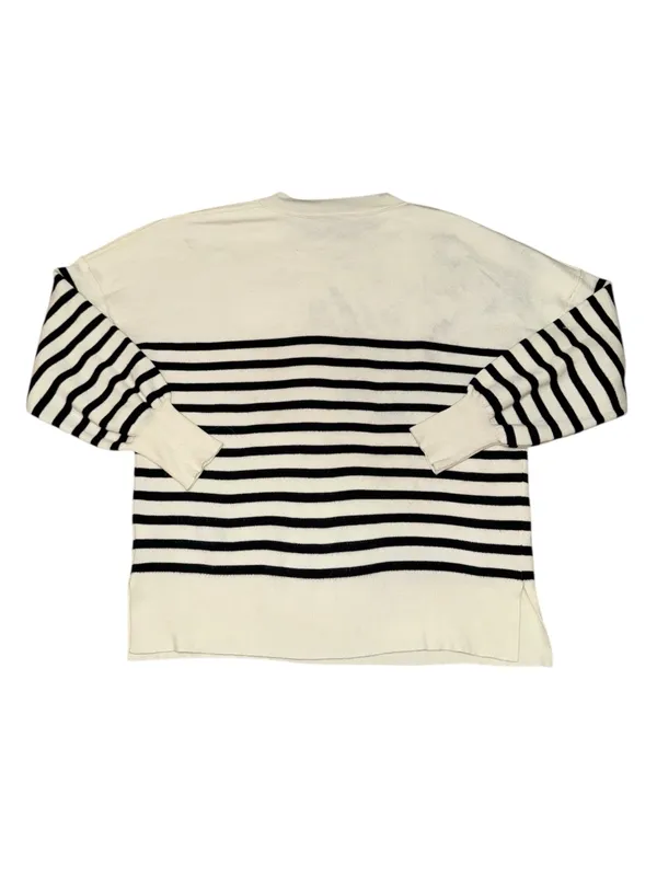 Black Ivory Striped Breton Knit Sweater Women’s M Oversized Crewneck - Image 2