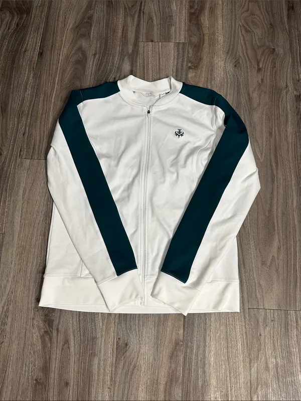 Lady Hanger Tennis Jacket White Green Lightweight Athletic Zip Up. - Image 13
