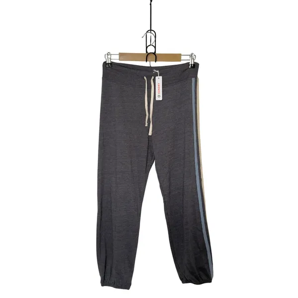 Sundry Women’s Small Jogger Sweatpants Vertical‎ Rainbow Side Stripe Travel - Image 4
