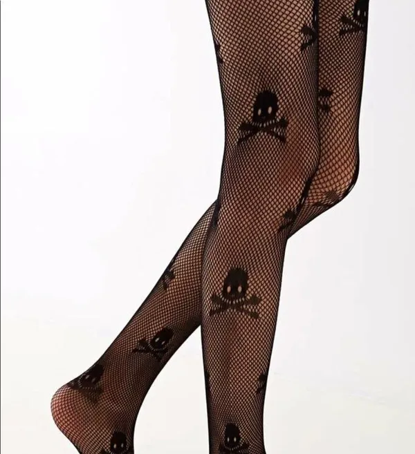 Skull Halloween Mesh Fishnet Tights New - Image 2