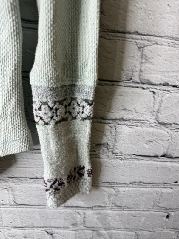 NWT Free People Sage Green Thermal Long Sleeve with Embroidered Cuffs large - Image 6