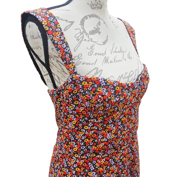 Hutch Floral Sweetheart Mini Dress Ruffle Hem Sleeveless‎ Multi Color Size M - Image 4