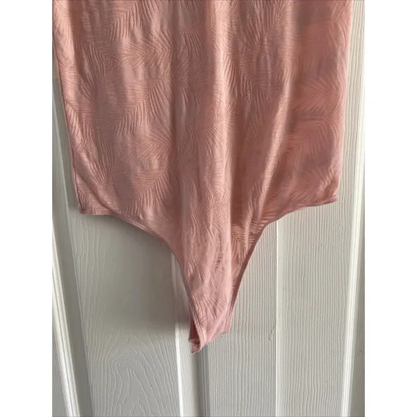 Victorias Secret Palm Leaf Burnout Bodysuit Womens Size S Pink Tropical‎ - Image 5