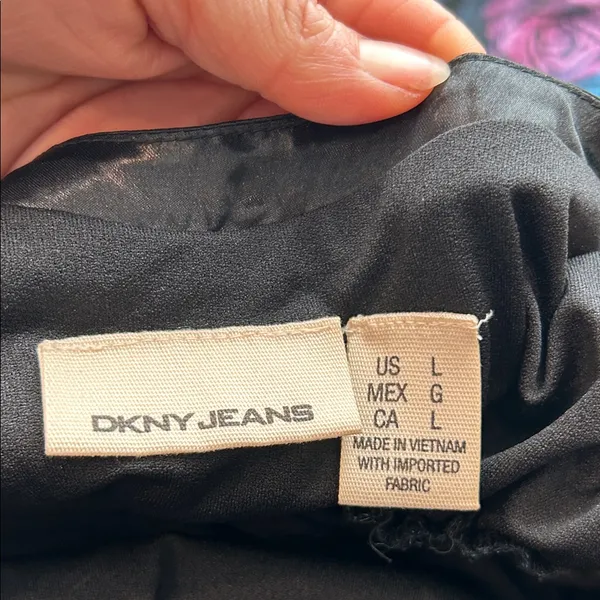 DKNY Jeans Black Fabric Floral Silk Satin Halter Dress Backless Dress Size Large - Image 2