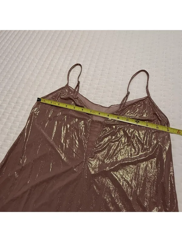Victoria’s Secret Mauve Pink Rose Gold Shimmer Sz M Medium Nightie Slip Lingerie - Image 5