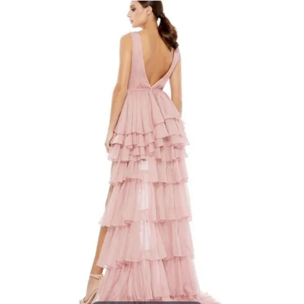 MAC DUGGAL 55320 DRESS Size 4 Rose Pink Ruffle‎ Pleated Train - Image 2
