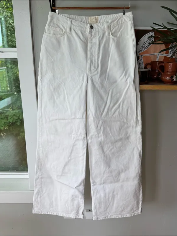 Sezane Wide Leg White Denim Jeans Size 40 or 8 - Image 4