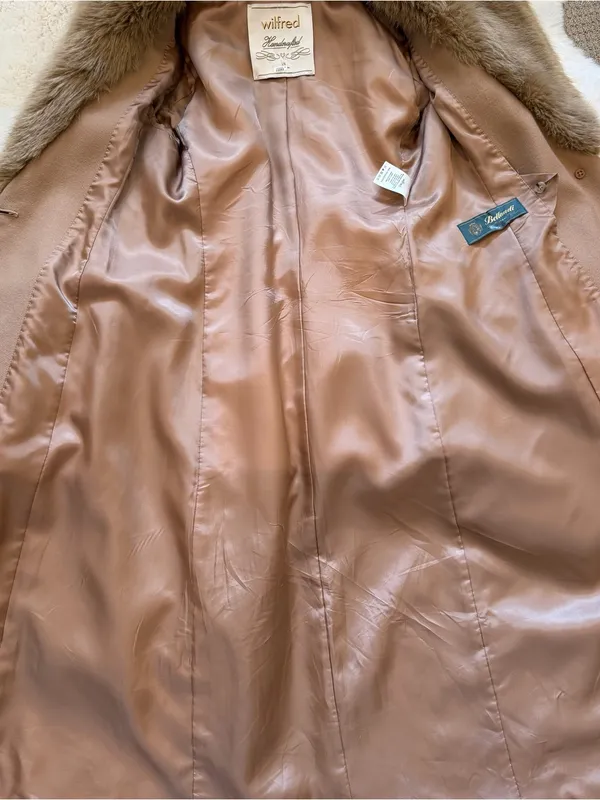 Wilfred Faux-Fur Long Wrap Coat Wool XS - Camel - Image 2