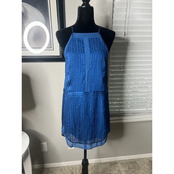 Mason by Michelle‎ Mason Mini Silk Slip Dress 0 Blue Halter Lined - Image 10