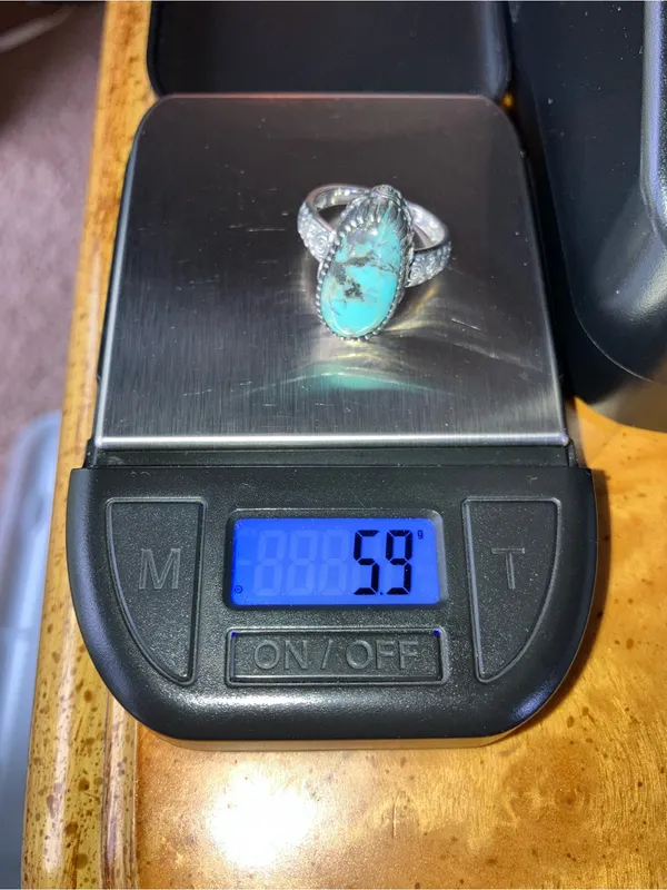 Natural Blue Moon Turquoise Sterling Silver Ring Size 7 - Image 9