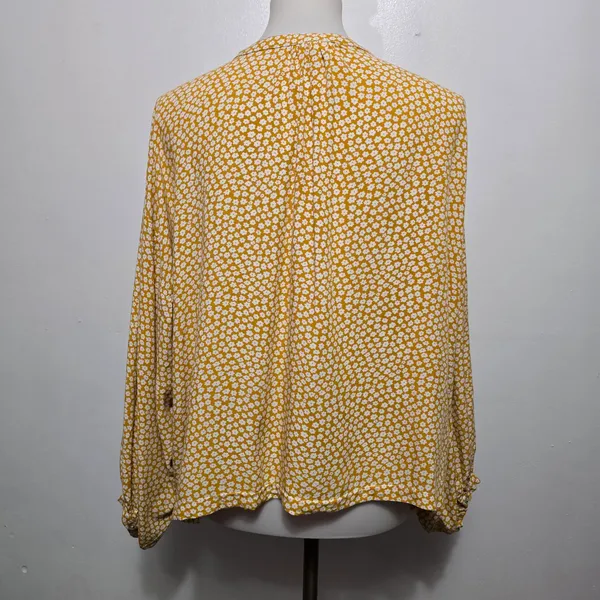 Flawless Mustard Floral Dream Shift Blouse Size Large Bohemian Spring Cottage - Image 5