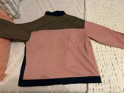 Color Block Corduroy Jacket Pink Size M - Image 2