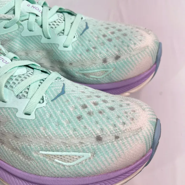 HOKA ONE ONE Clifton 9 Wide Running Shoes Women 9D Sunlit Ocean Lilac Mist - Image 11
