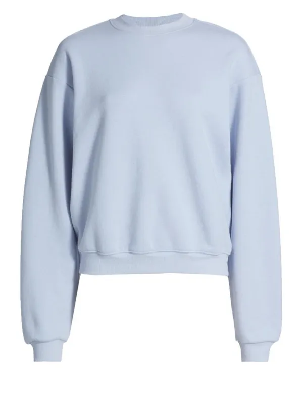 Skims Blue Cotton Blend Crewneck Fleece Sweatshirt Size Small - Image 2