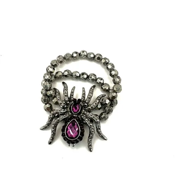Silver tone purple rhinestone spider bracelets - Image 2