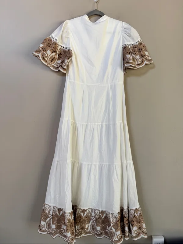 Love by Design Southhampton embroidered button front white cotton maxidress sz S - Image 7