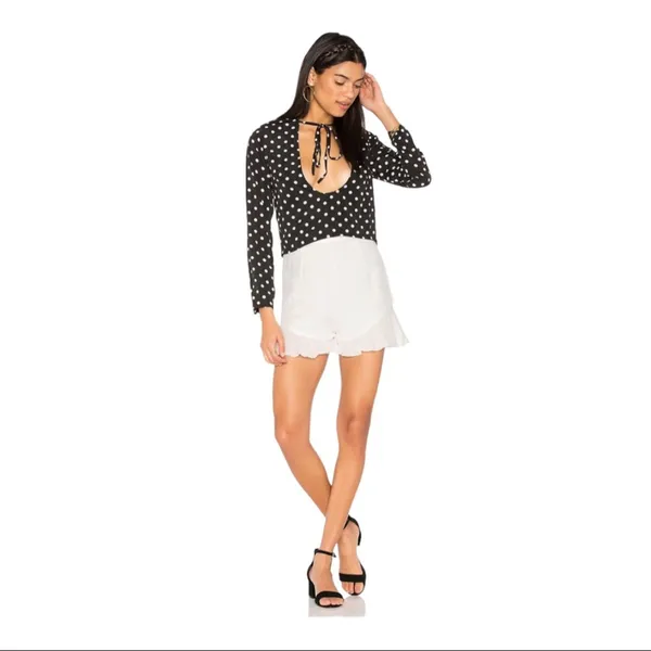 NWT REVOLVE X LIONESS Take the Plunge Polka Dot Top - Black - Medium - Image 15