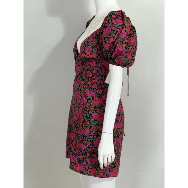 Hello Molly Floral Mini Dress Open Back Puff Short Sleeve Party Summer NWT 4 - Image 7