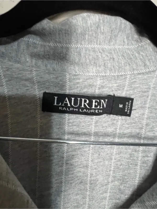 Lauren Ralph Lauren Essentials Bingham Knits Gray White Striped Capri Pajama Set - Image 6