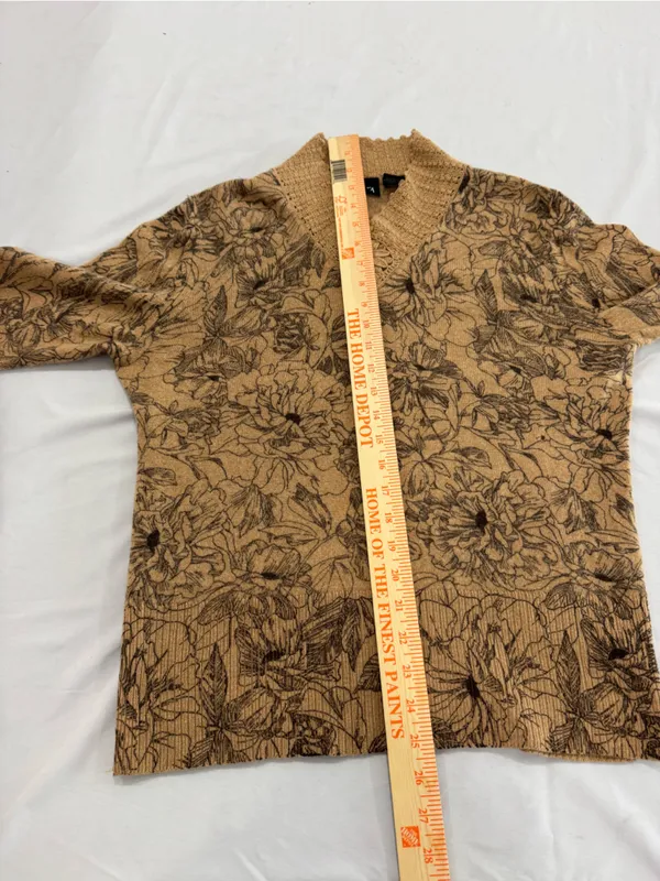 Saks 5th Avenue 100% Cashmere floral brown sweater XL - Image 5