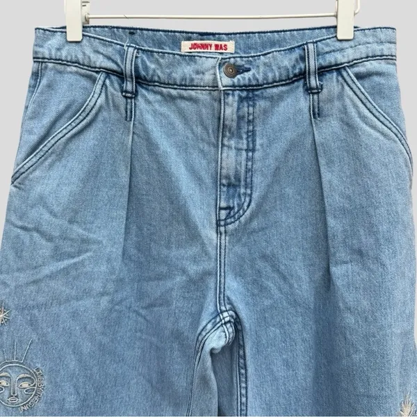 Johnny Was Noah Pleated High Rise Embroidered Trouser Jean - Image 6