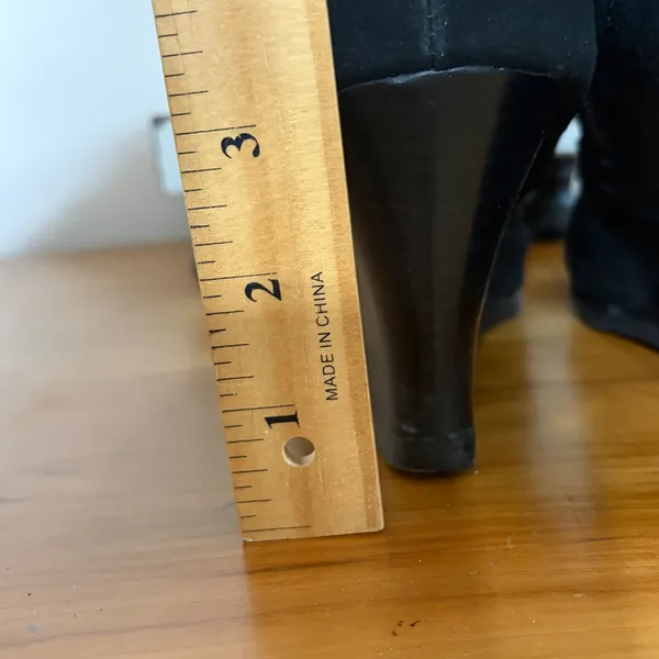 Relativity Tatum Black Suede Wedge Knee High Boots Womens 9M Side Zip Moc Toe‎ - Image 7