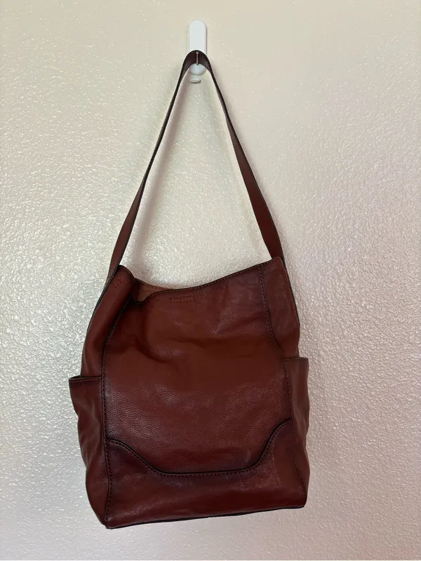 FRYE Leather Side Pocket Hobo Bag in Cognac - Image 3