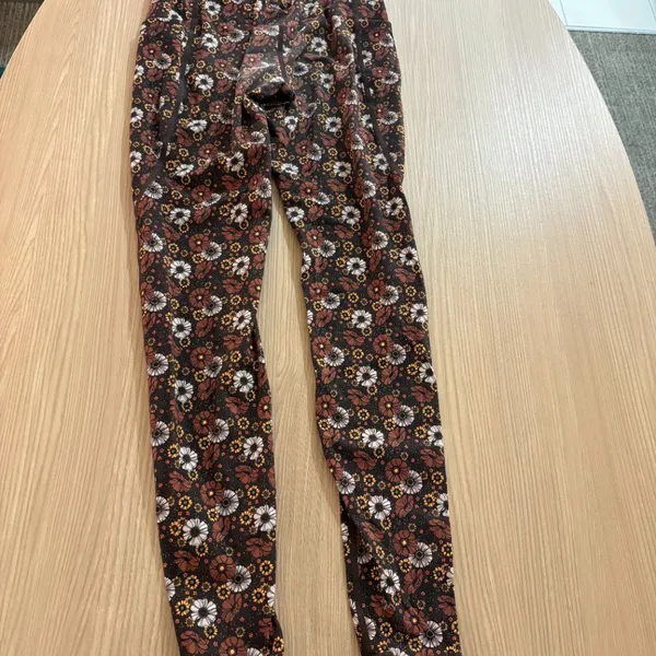 Buff Bunny Collection Floral Print Leggings XS Extra Small Brown Floral Print - Image 3