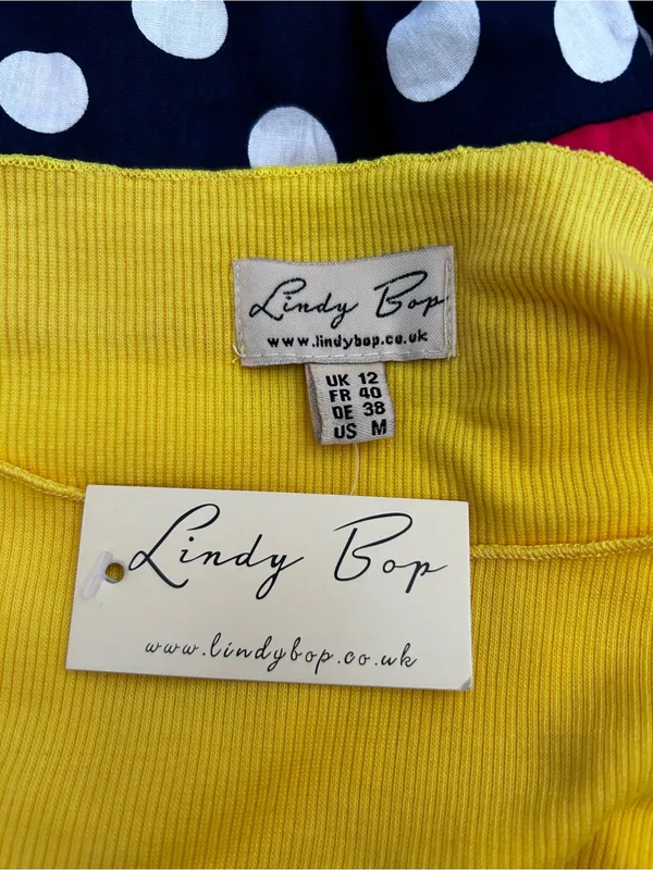 NWT Lindy Bop Polka Dot Retro Vintage Inspired Rockabilly Knee Length Dress Med - Image 3