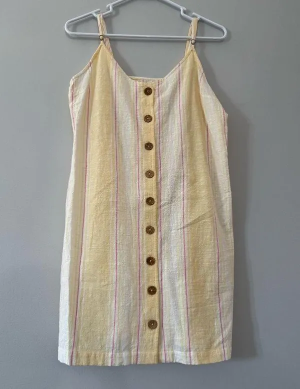 NWT RIP Curl Stripe Surf Dress Tank Dress Yellow Pink White Sundress Size M - Image 2