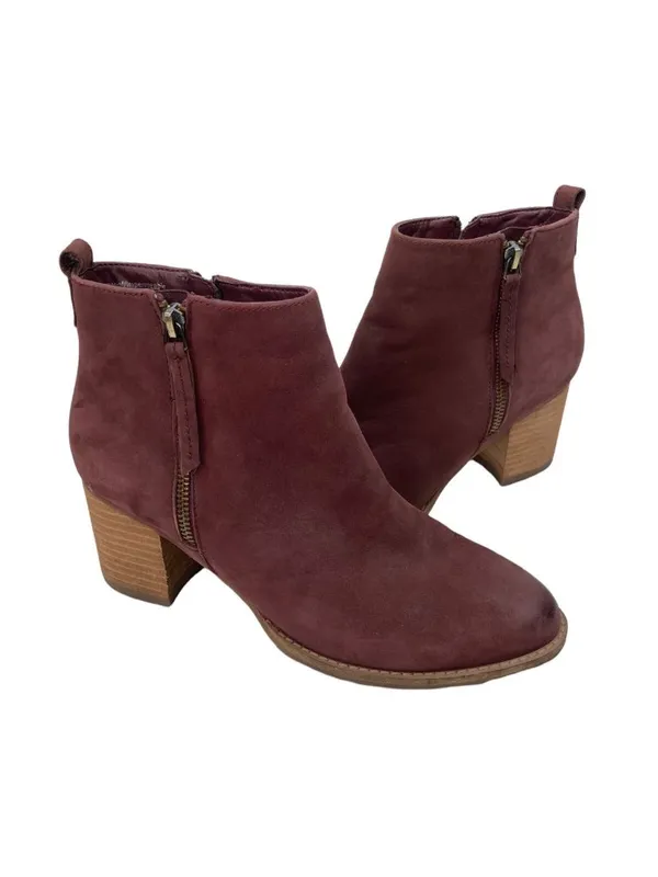 -Blondo Eve Leather Ankle Booties Boots Womens 8.5 Plum Burgundy Waterproof - Image 8