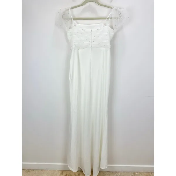 NEW Lulus Profound Glamour Ivory Pearl Off-the-Shoulder Tulip Maxi Dress Large - Image 11