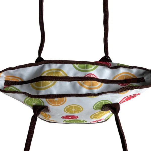 Citrus Fruit Print Large Insulated Lunch Tote Zipper Cooler Bag NWT - Image 7