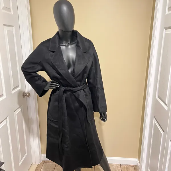 Wool Trench Coat Winter Jacket Parka Bomber Office Coat Wool Jacket Fall Jacket Black - Image 8