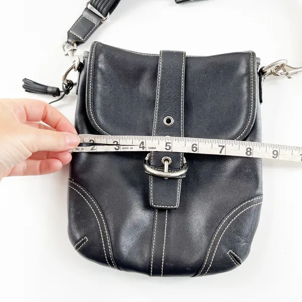 Vintage Coach Black Leather Soho Buckle Flap Crossbody Bag - Image 5