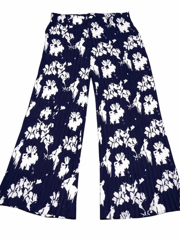 Joie Navy & White Floral Wide-Leg Pull-On Pants - Image 3