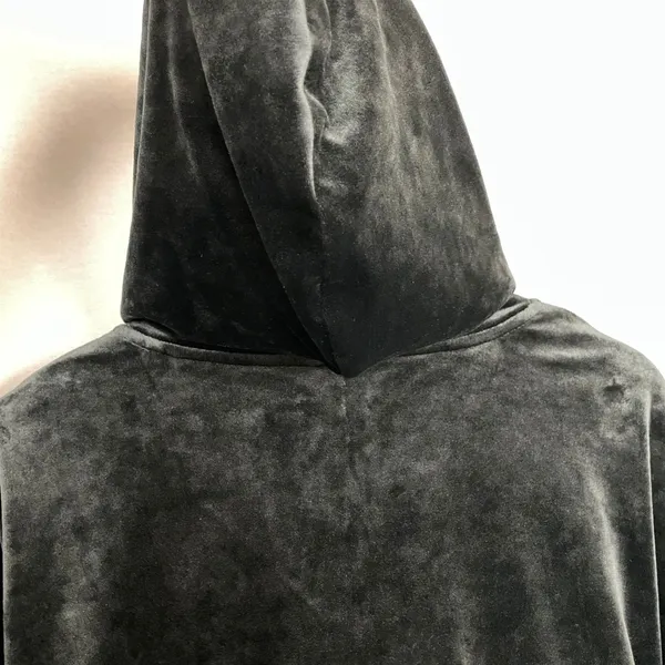 Felina Velour Zip-Up Hoodie Sweatshirt Jacket Black Pockets Women Size Medium - Image 12