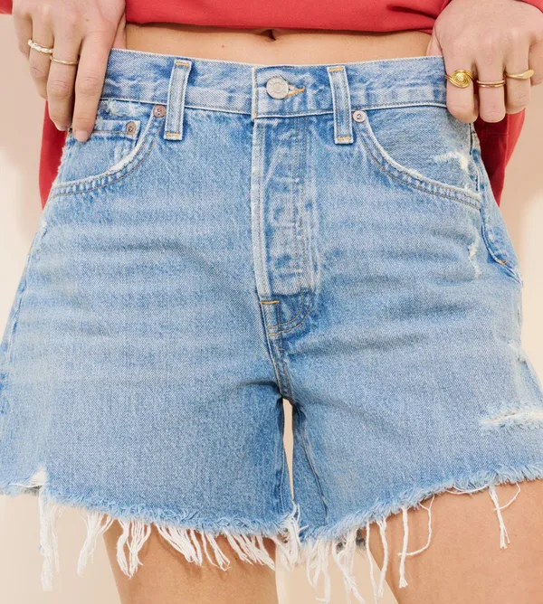 AGOLDE Parker Long Cut-Off Shorts Denim - Image 3